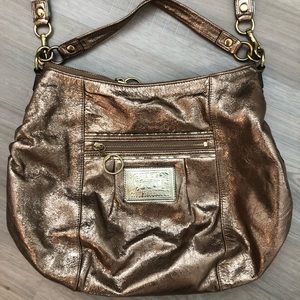 Metallic gold leather coach hobo bag